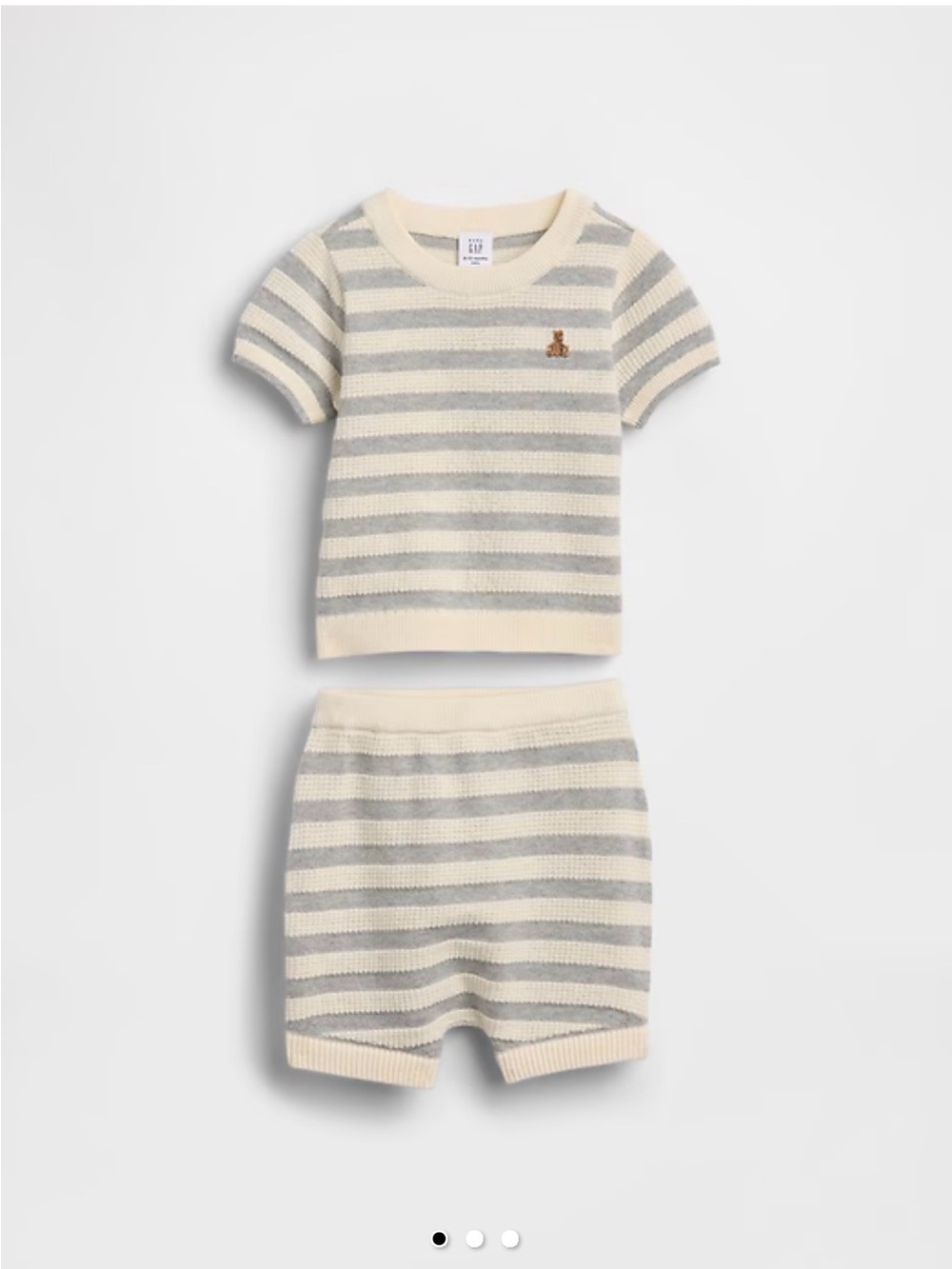 GAP Cream and Gray Striped Knit Kids Matching Set